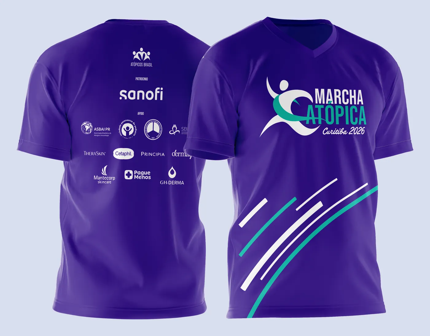 Camisa oficial da Marcha Atópica Curitiba 2026, frente e costas